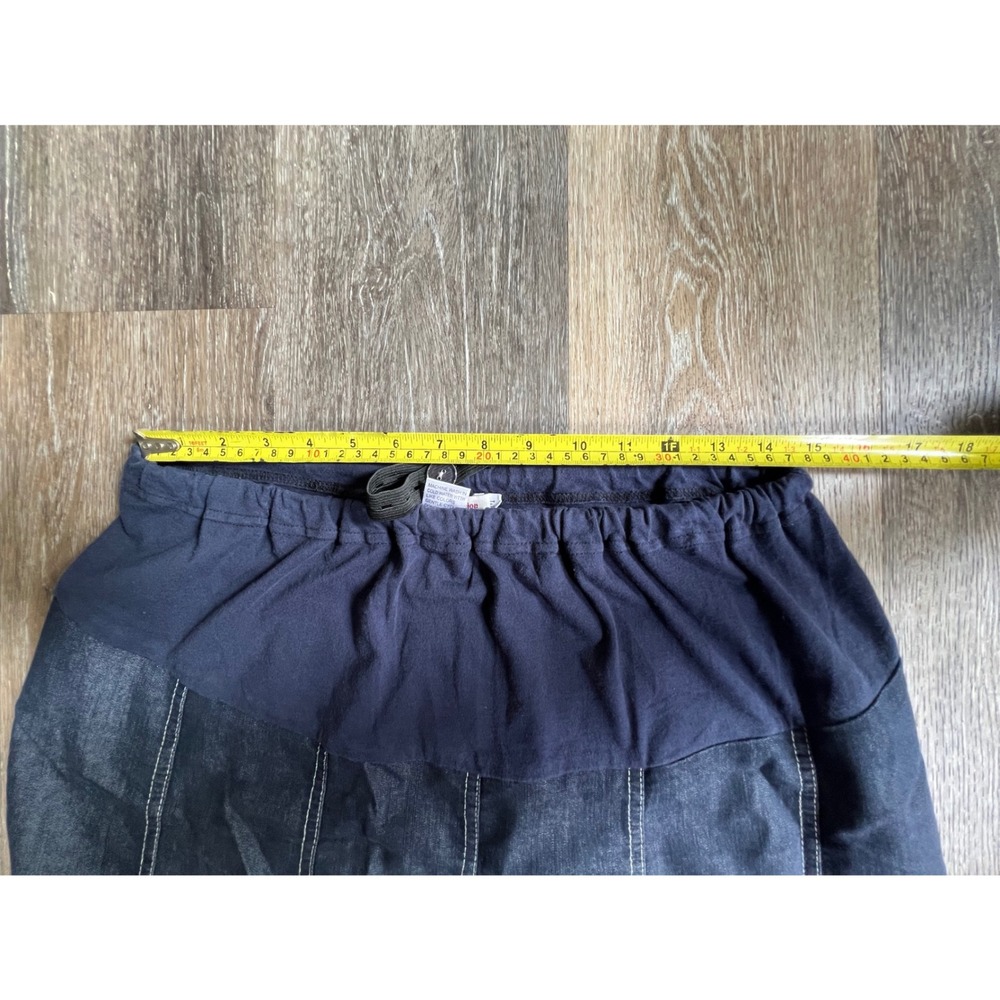 New Creation Denim Skirt Women Size M Blue Contrast Stitch Maternity Midi - Picture 3 of 6